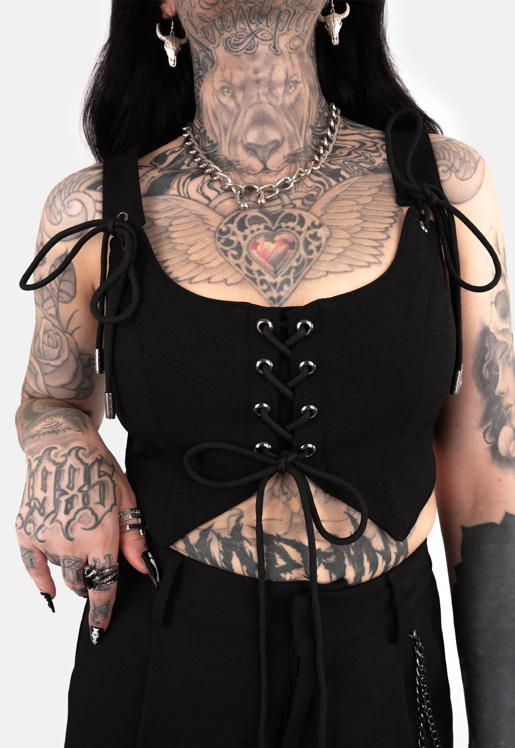 Nerissa Lace Up Corset Top sold by Damaged Society product image thumbnail 3