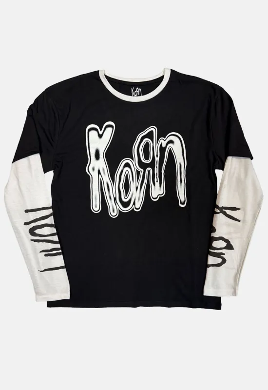 Metallic Logo Layered Long Sleeved Top sold by Damaged Society