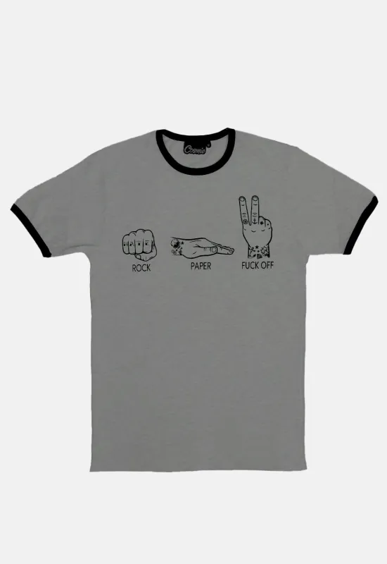 Rock, Paper, Fuck Off Ringer sold by Damaged Society
