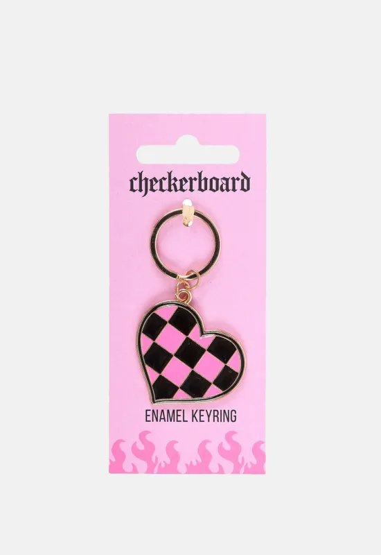 Checkerboard Heart Keyring sold by Damaged Society