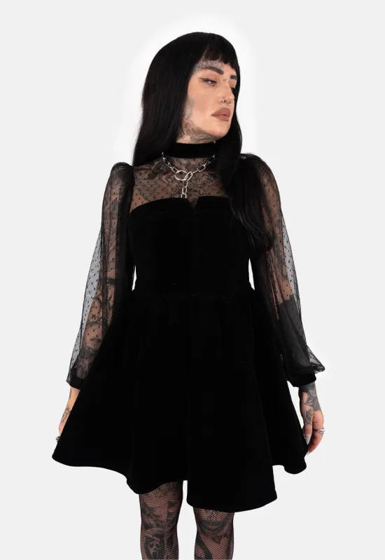 Emily Velvet Heart Lace Mini Dress sold by Damaged Society