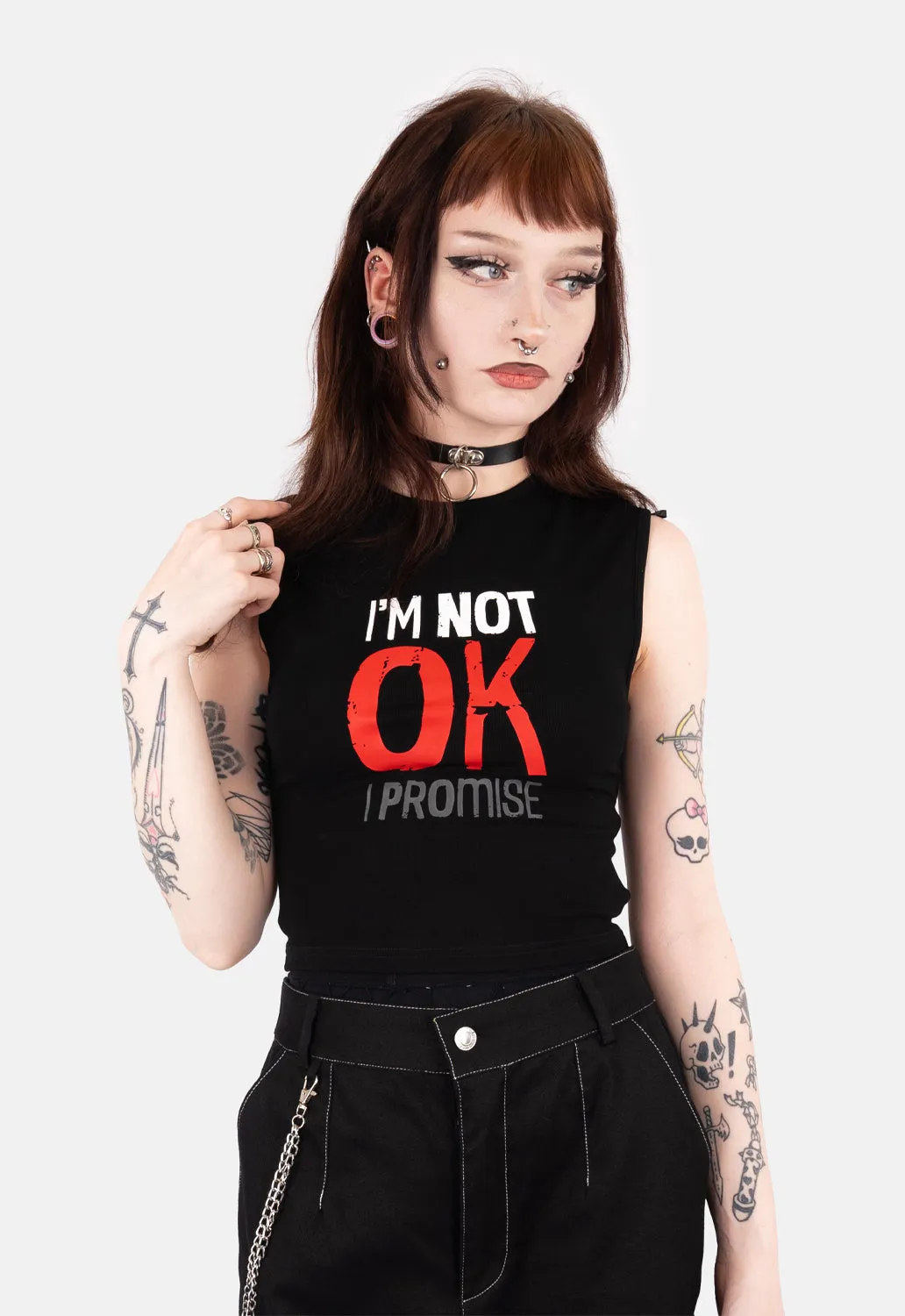Aria Not Ok Muscle Tank Top sold by Damaged Society