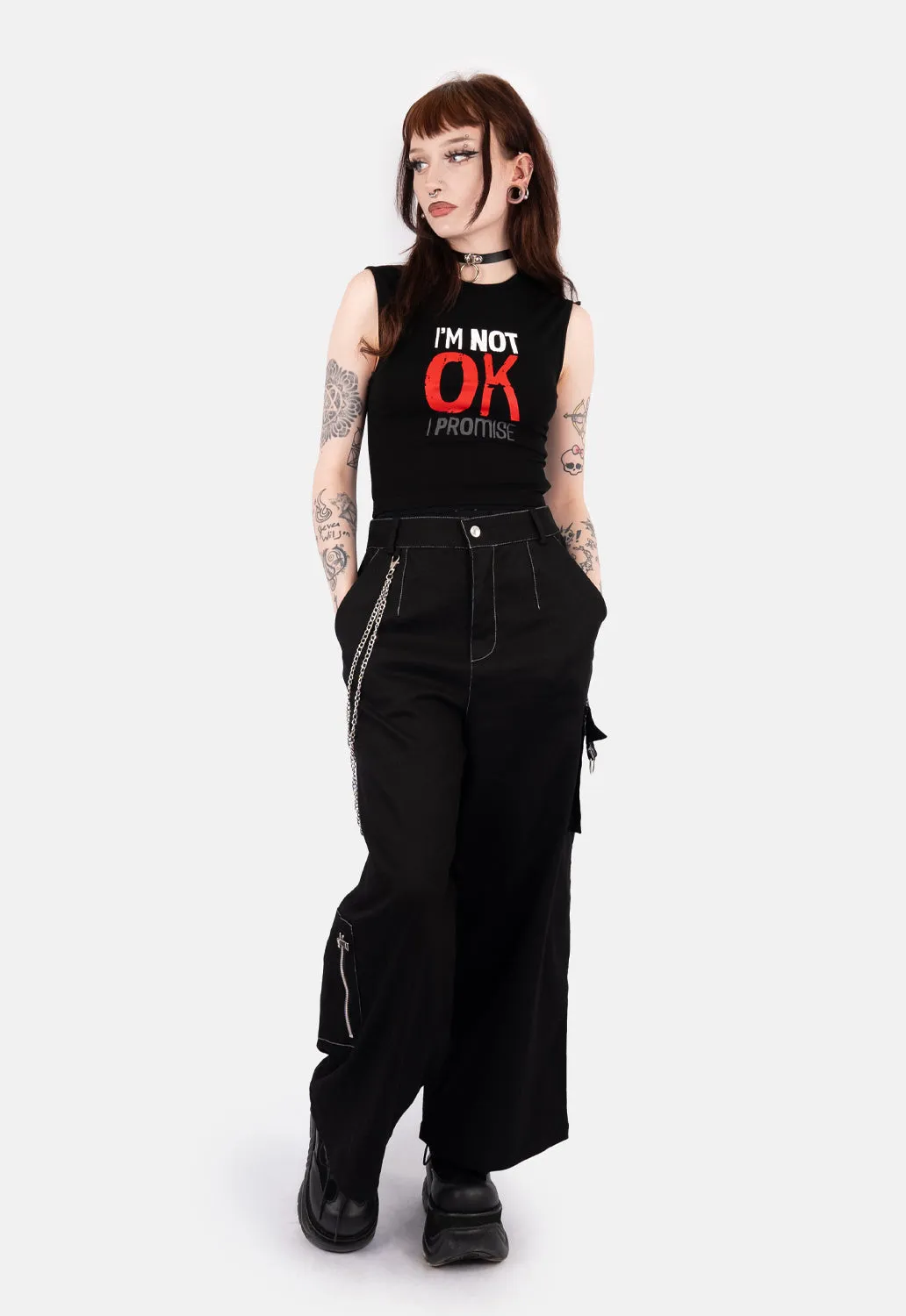 Aria Not Ok Muscle Tank Top sold by Damaged Society product image thumbnail 2