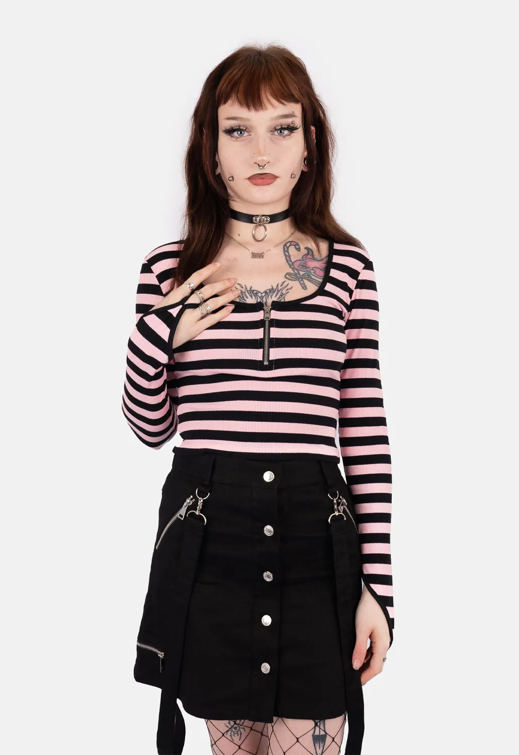 Dalia Front Zip Up Top sold by Damaged Society