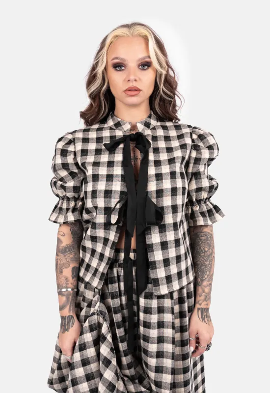 Evie Front Tie Puff Sleeve Top made by Damaged Society