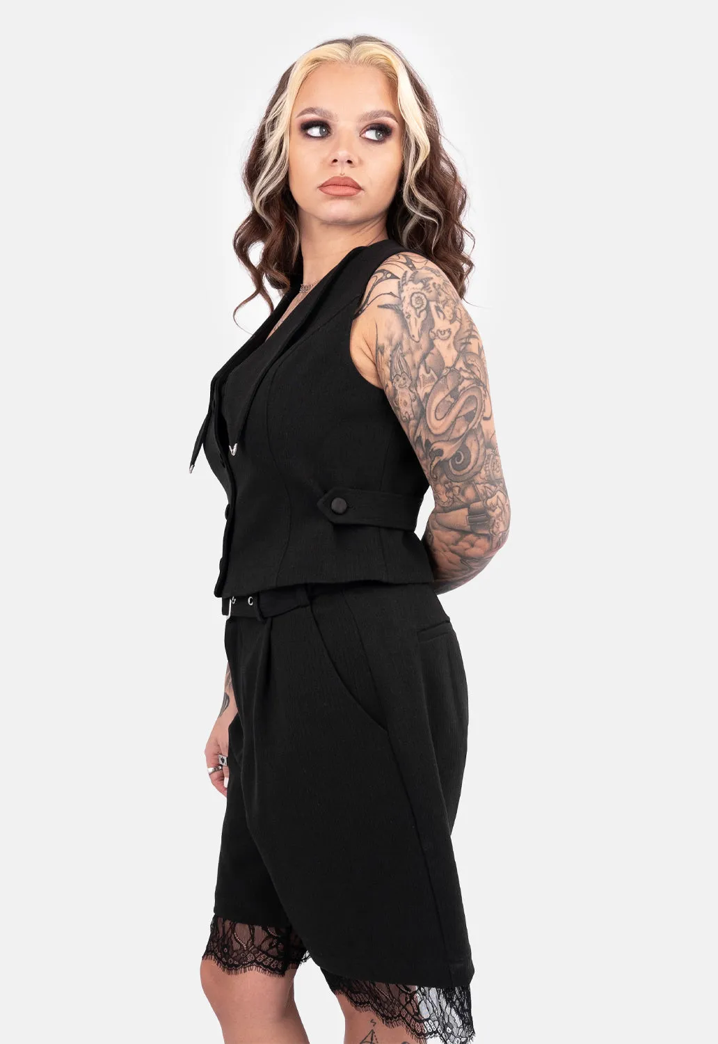 Reena Crop Button Up Vest sold by Damaged Society product image thumbnail 4
