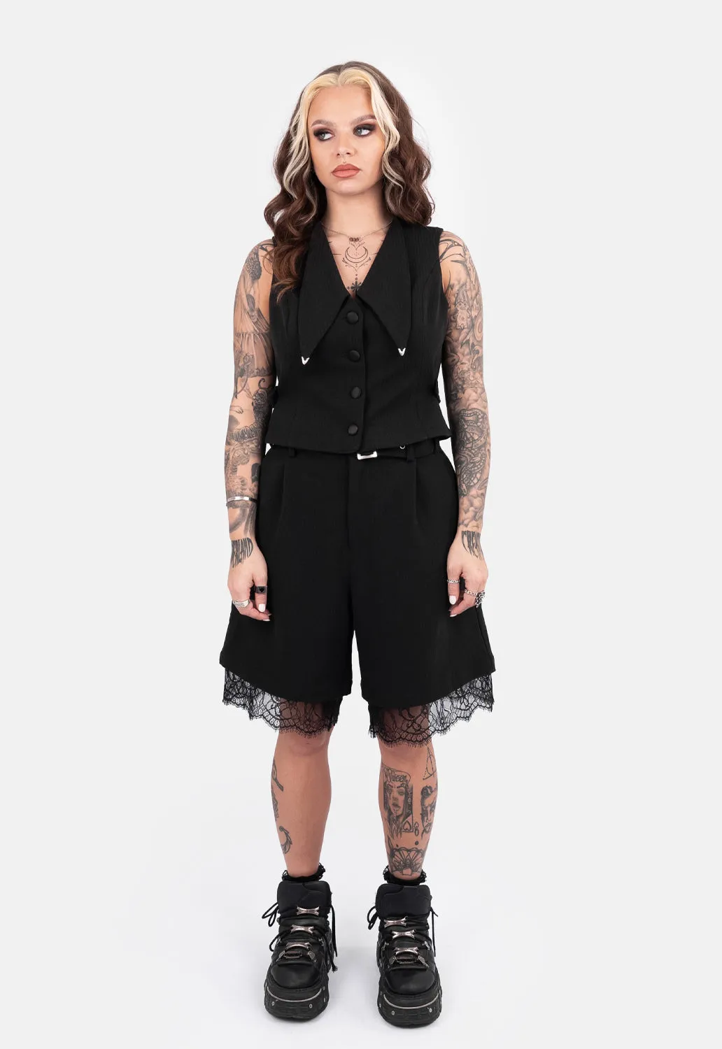 Reena Crop Button Up Vest sold by Damaged Society product image thumbnail 2