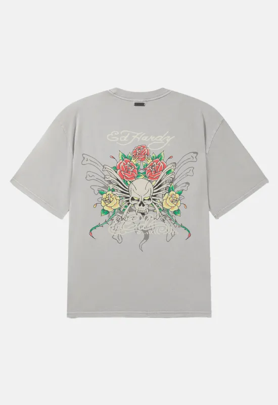 Skull Rose Graphic Relaxed T-Shirt sold by Damaged Society