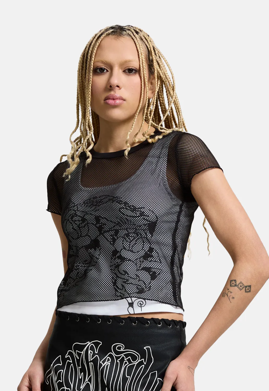 Double Layer Climbing Rose Mesh Tee sold by Damaged Society product image thumbnail 2