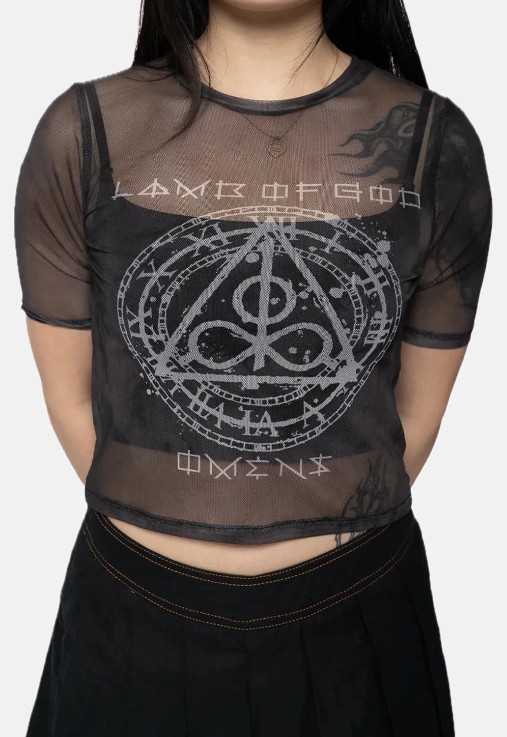 Omens Clock Mesh Crop Top sold by Damaged Society product image thumbnail 3