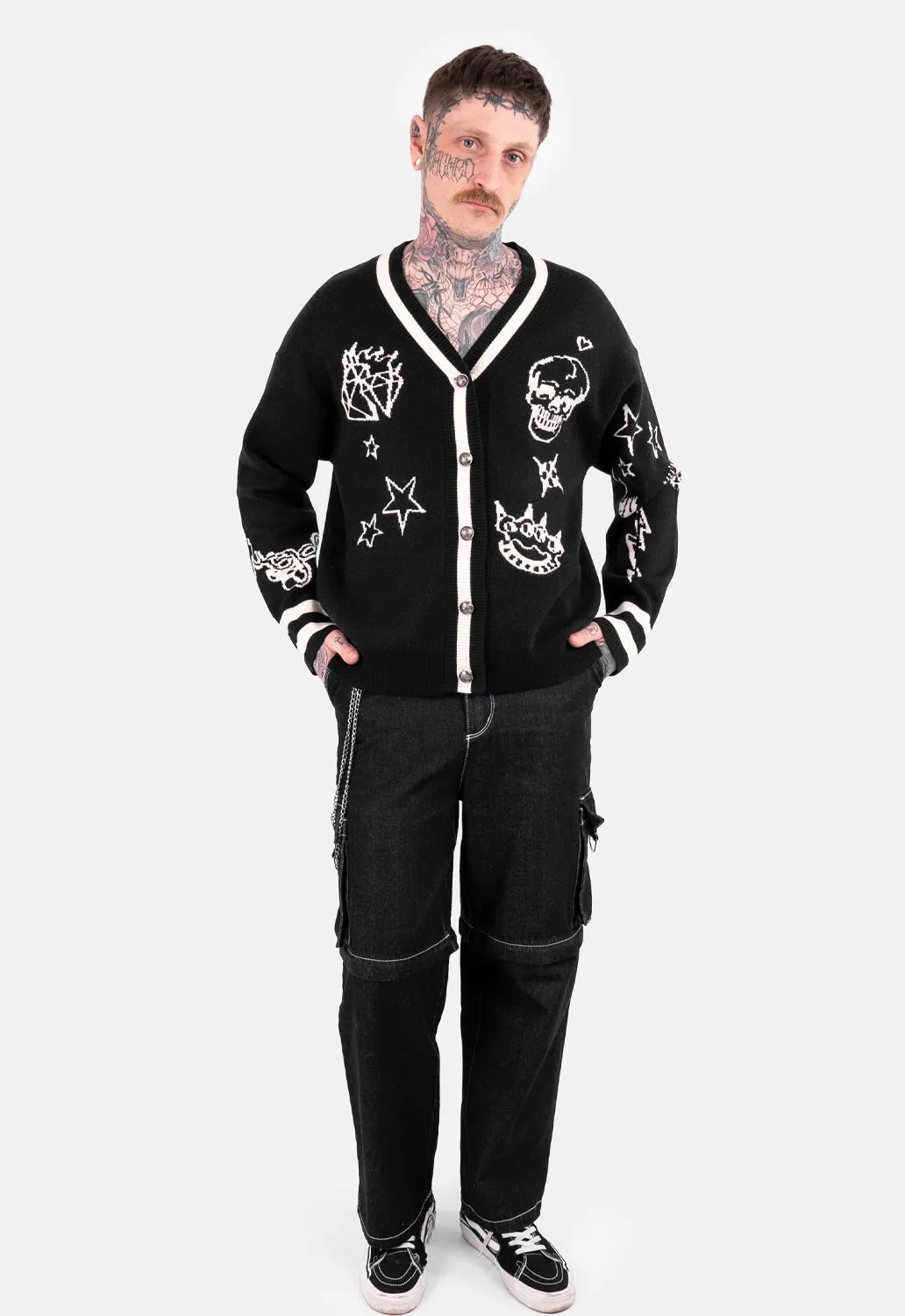 Soren Tattoo Jacquard Cardigan sold by Damaged Society product image thumbnail 3