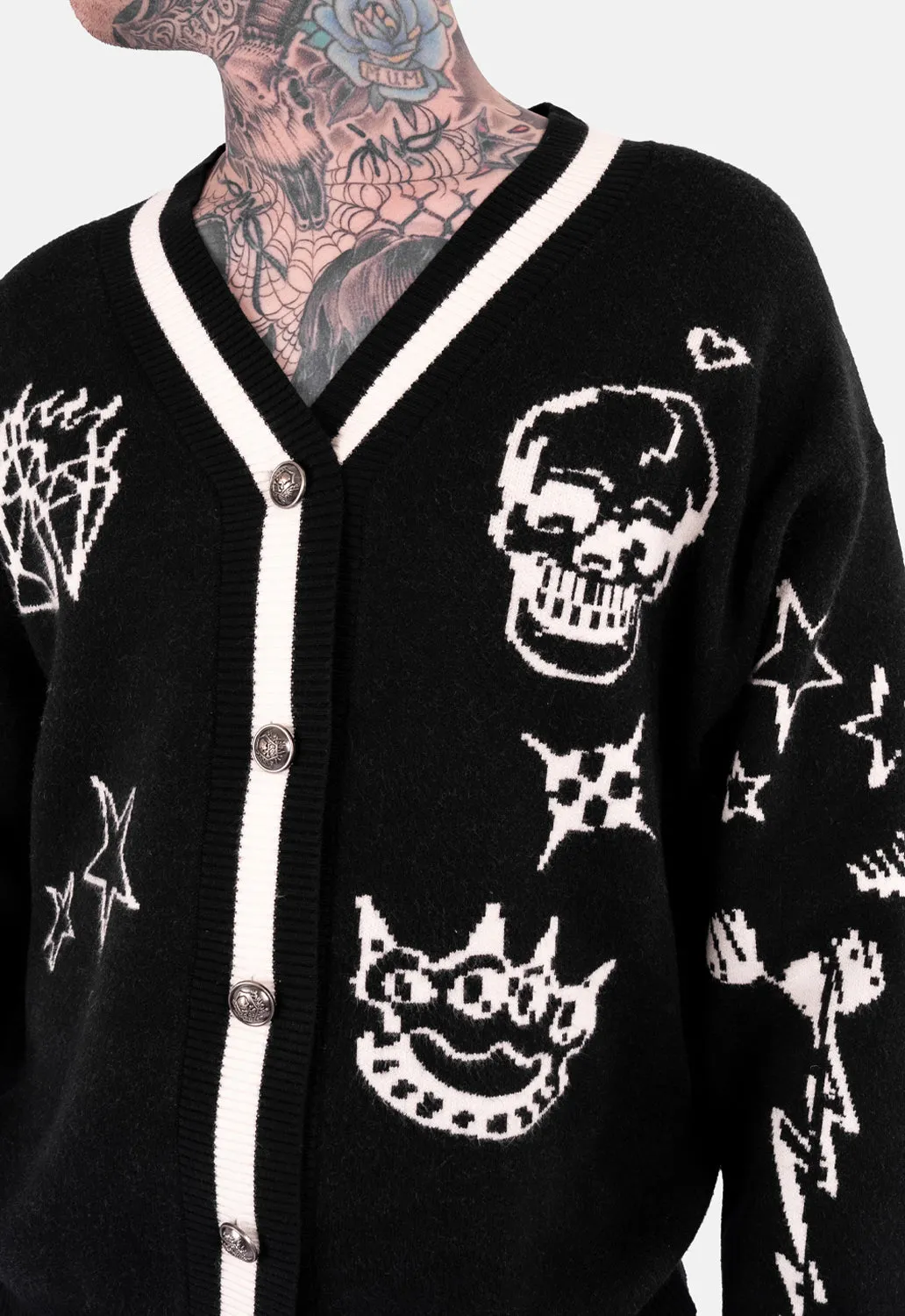 Soren Tattoo Jacquard Cardigan sold by Damaged Society product image thumbnail 4