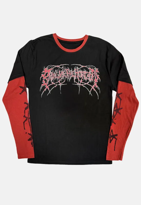 Bathe In The Blood Layered Long Sleeved Top made by Damaged Society
