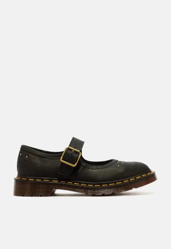Flower Crazy Horse Leather Mary Janes made by Dr. Martens