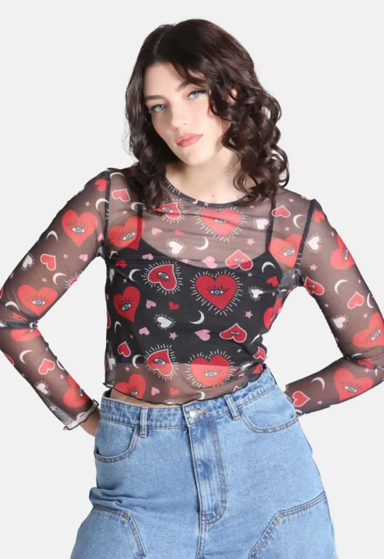 Kate Heart Mesh Top sold by Damaged Society