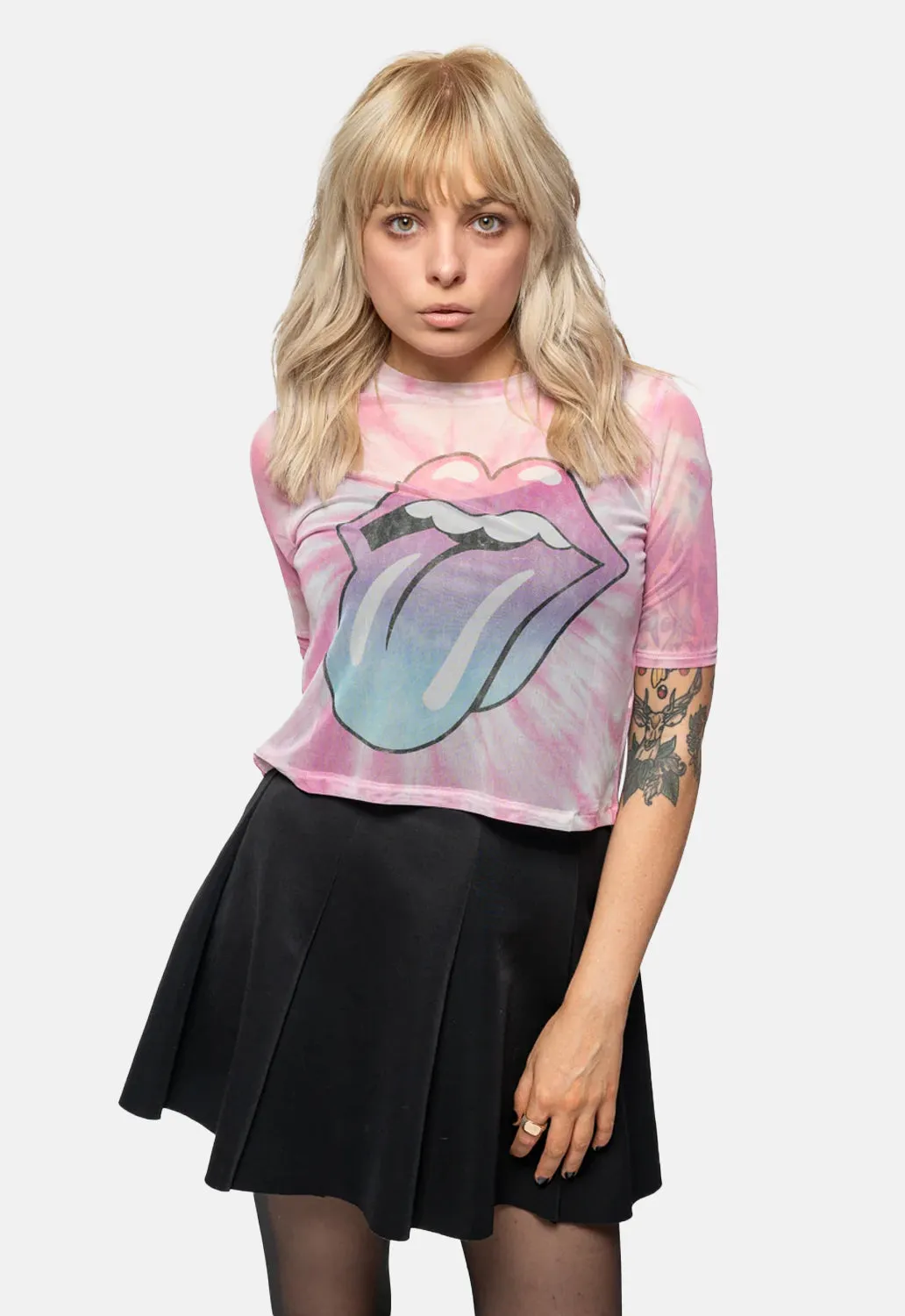 Gradient Tongue Mesh Crop Top sold by Damaged Society product image thumbnail 2