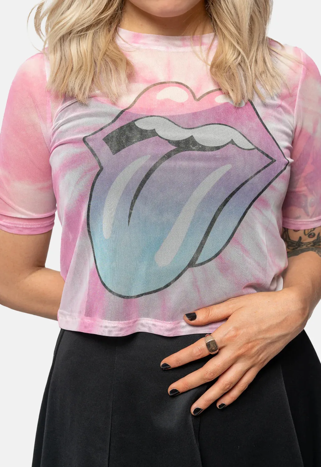 Gradient Tongue Mesh Crop Top sold by Damaged Society product image thumbnail 3