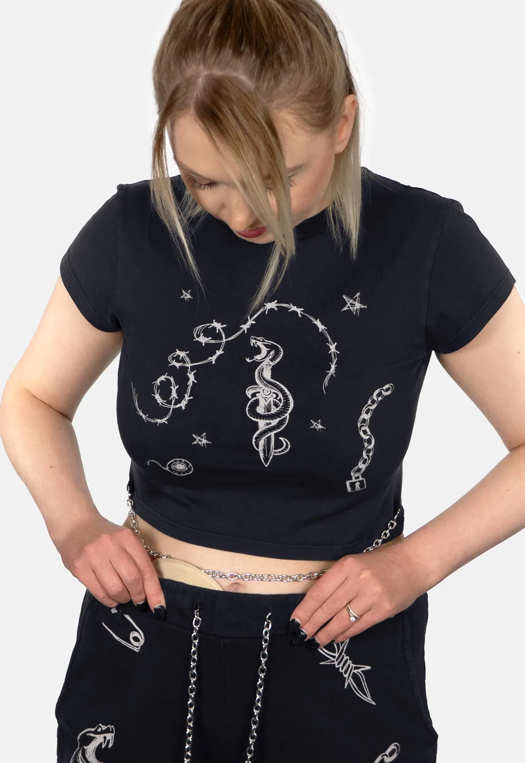 Doodle Print Chain Crop Top sold by Damaged Society product image thumbnail 4
