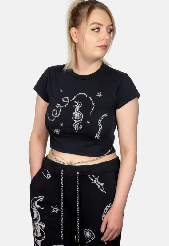 Doodle Print Chain Crop Top sold by Damaged Society