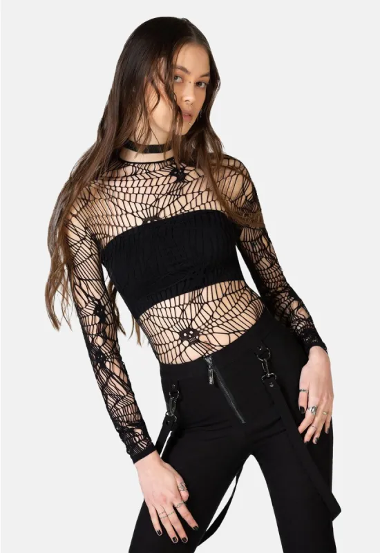 Webs Grasp Long Sleeved Top sold by Damaged Society