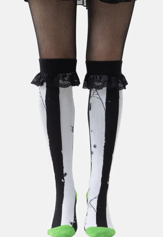 Distressed Stripe Knee Socks sold by Damaged Society