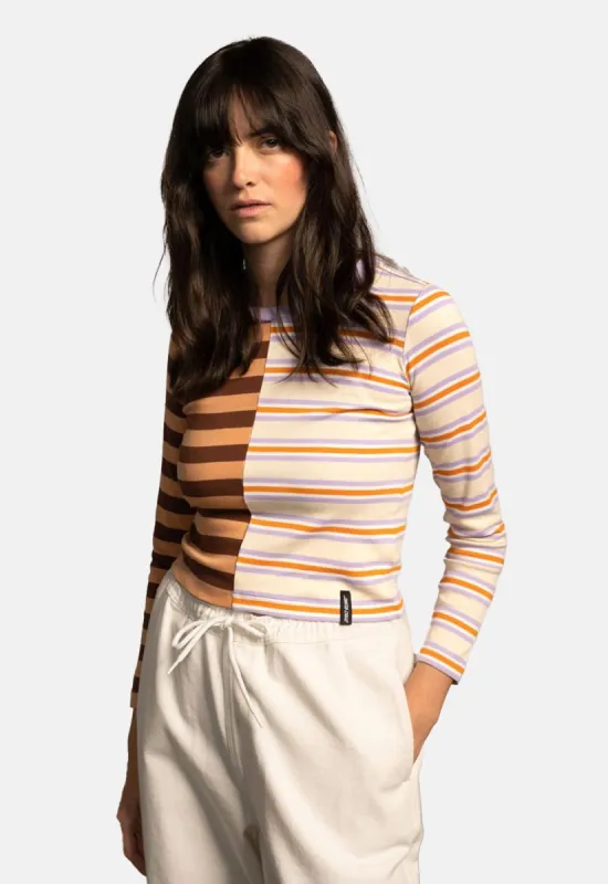 Split Stripe Long Sleeved Top sold by Damaged Society