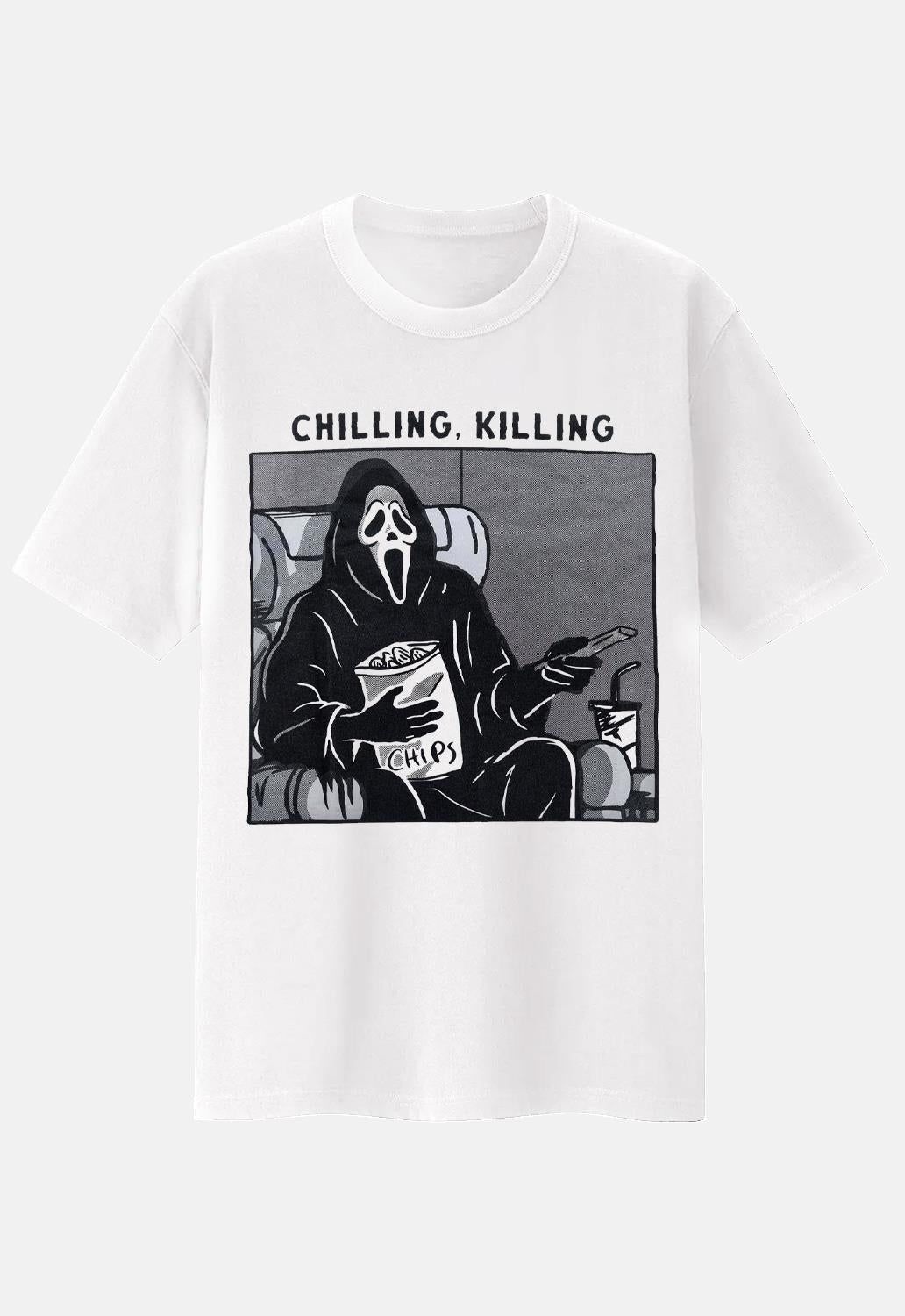 Ghost Face Chillin' Killin' T-Shirt sold by Damaged Society