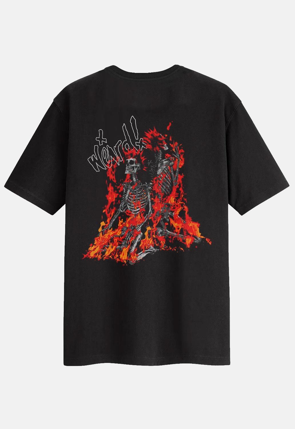 Weird Flaming Skeletons T-Shirt sold by Damaged Society product image thumbnail 2