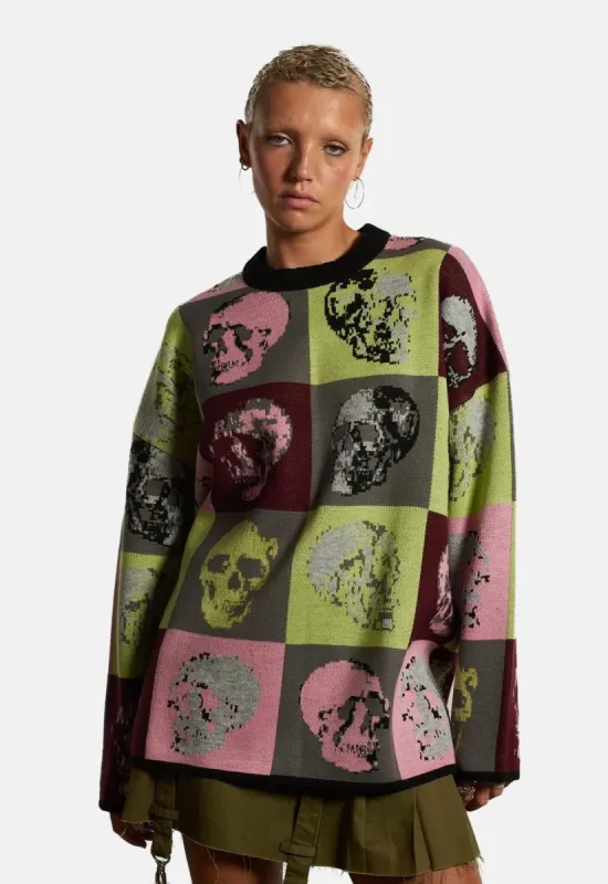 Skull Tile Knit sold by Damaged Society