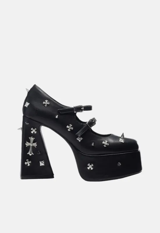 Devil Tears Black Platform Heels sold by Damaged Society