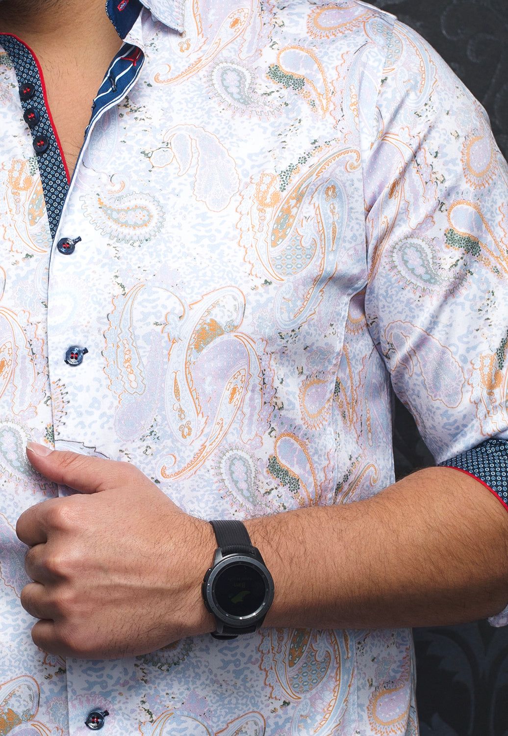 AU NOIR SHIRT- DECCAN WHITE/ORANGE sold by Esco Clothiers product image thumbnail 2