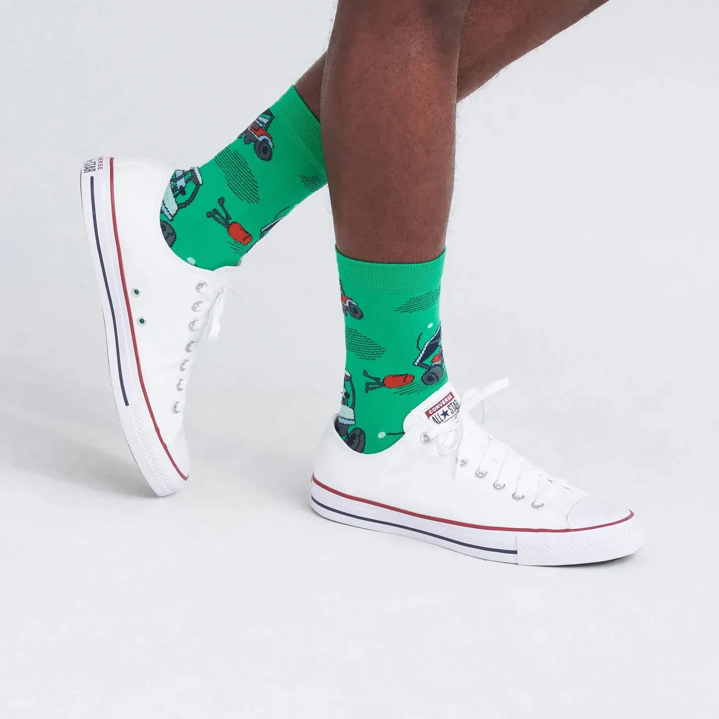 SAXX CREW SOCKS- OFF COURSE CARS GREEN sold by Esco Clothiers