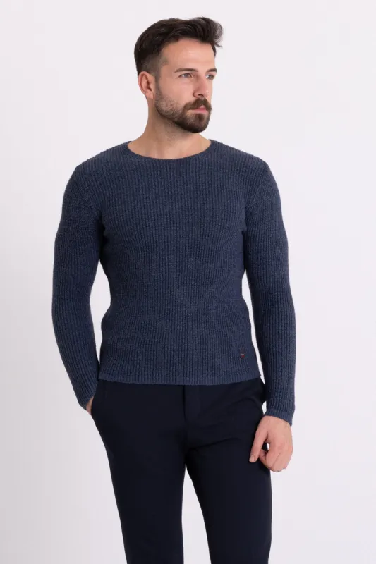 MCR MEN'S CREW NECK SWEATER- INDIGO sold by Esco Clothiers