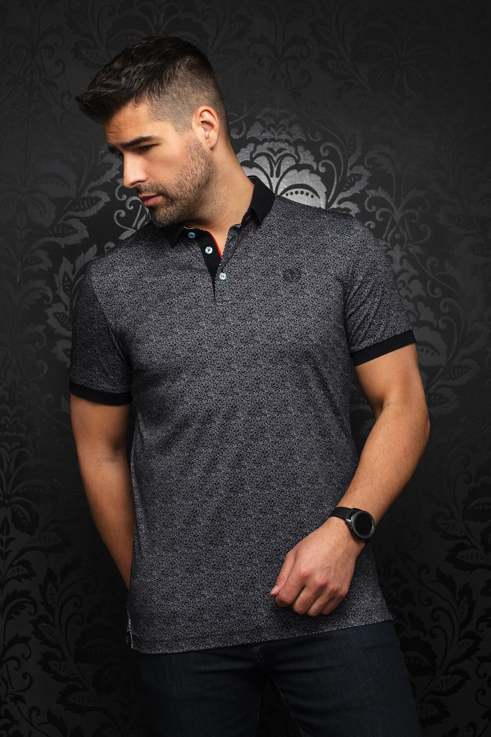 AU NOIR POLO SHIRT- JALISCO BLACK/WHITE sold by Esco Clothiers