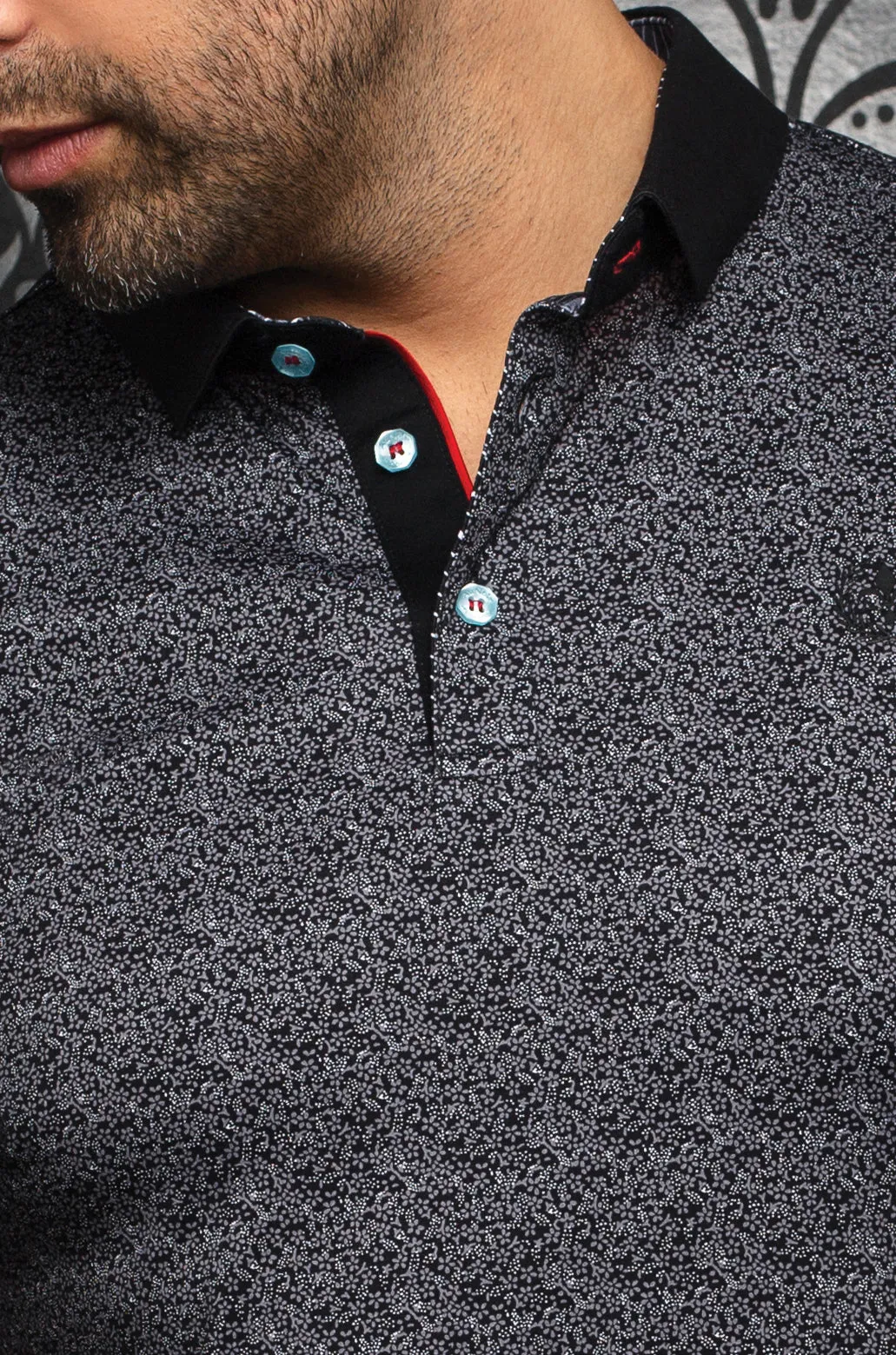 AU NOIR POLO SHIRT- JALISCO BLACK/WHITE sold by Esco Clothiers product image thumbnail 2