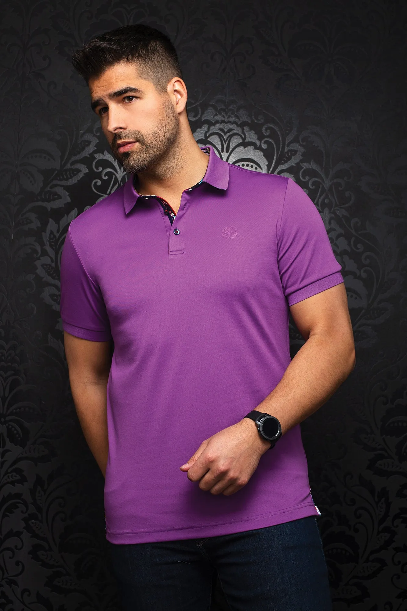 AU NOIR POLO SHIRT- EAGLE Purple sold by Esco Clothiers