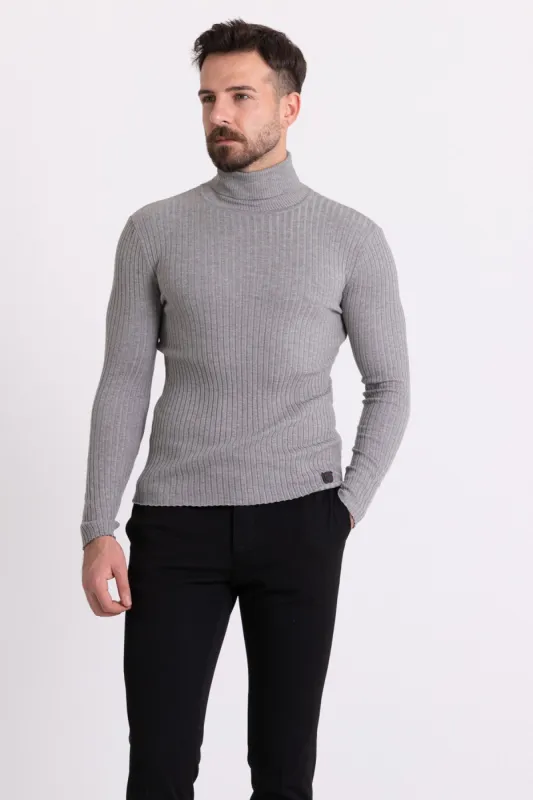 MCR MEN'S RIB TURTLENECK SWEATER- DARK GREY sold by Esco Clothiers