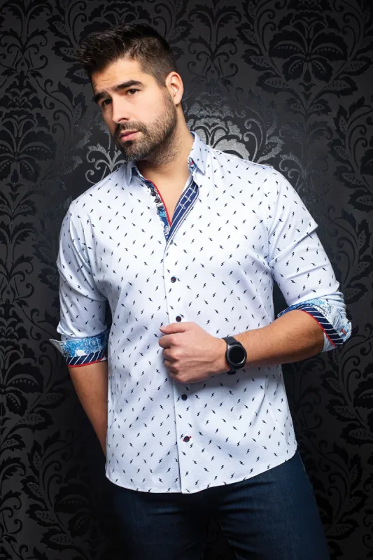 AU NOIR SHIRT- VOLT WHITE/BLUE sold by Esco Clothiers