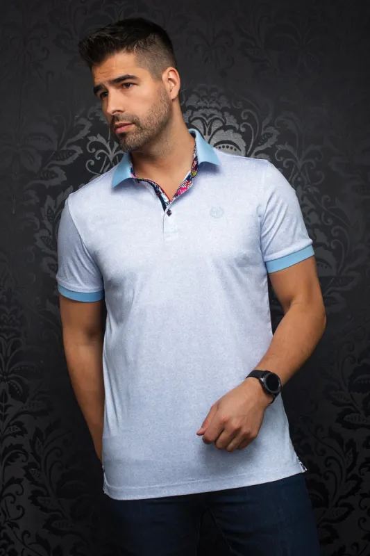 AU NOIR POLO SHIRT- SEGUIN L.BLUE sold by Esco Clothiers