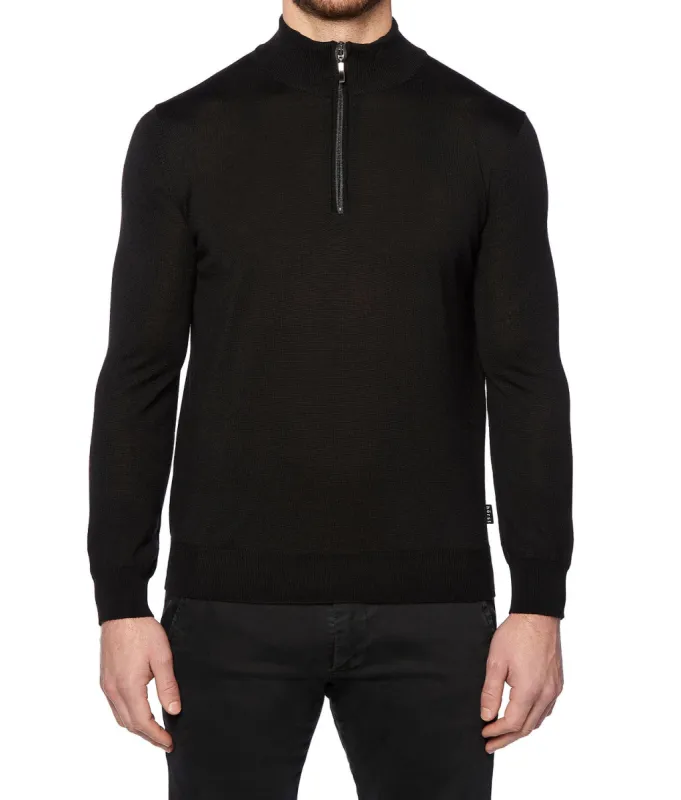HORST SWEATER- MOCK ZIP BLACK sold by Esco Clothiers