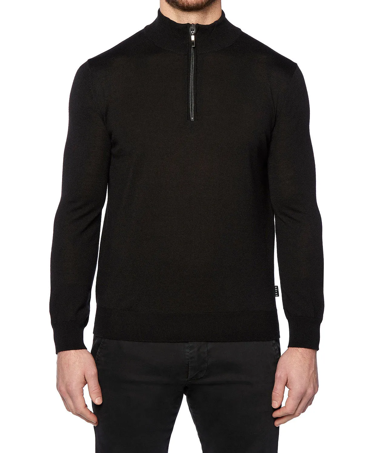 HORST SWEATER- MOCK ZIP BLACK sold by Esco Clothiers