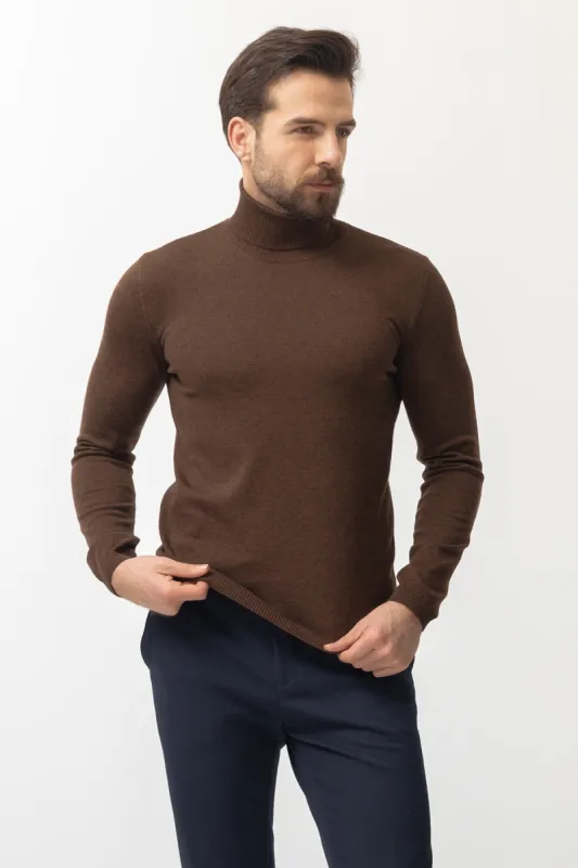 MCR MEN'S TURTLENECK SWEATER- BROWN sold by Esco Clothiers