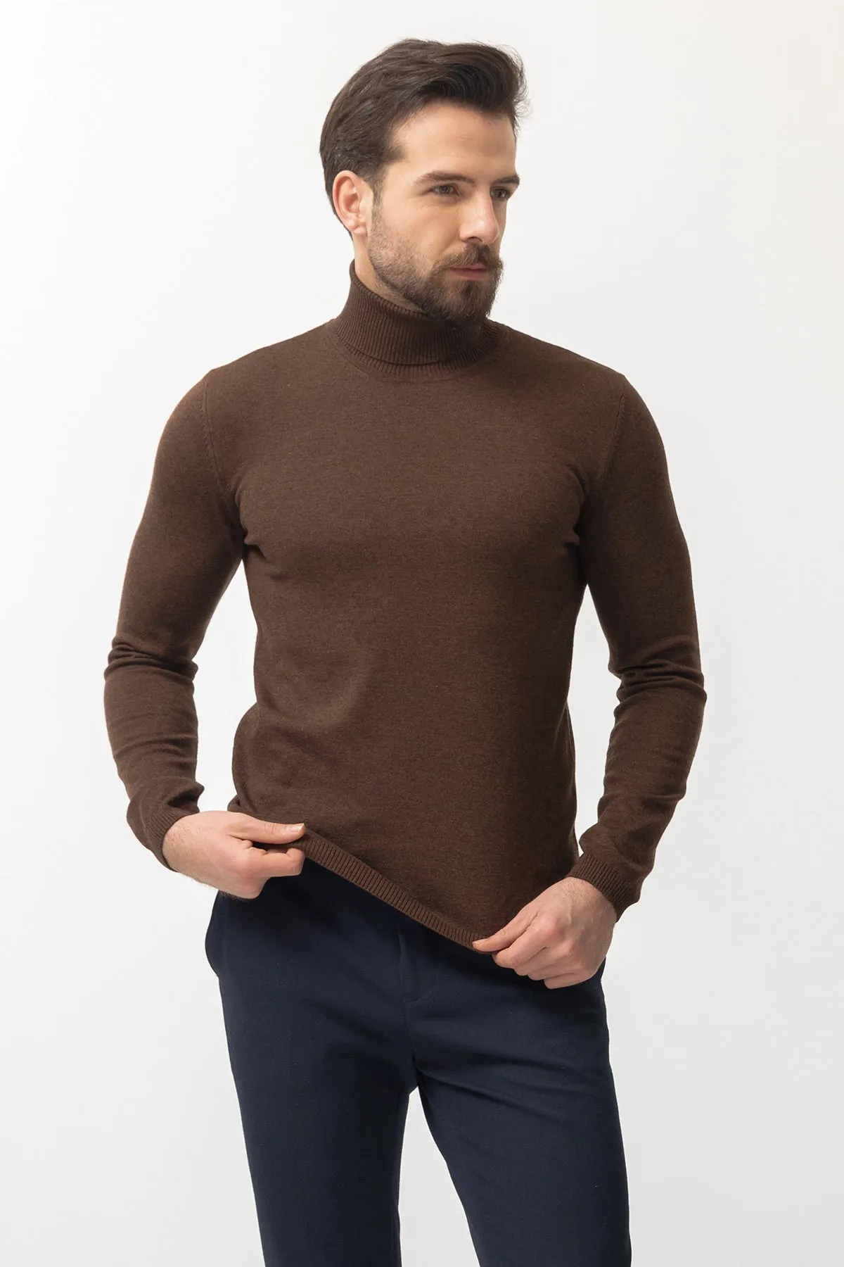 MCR MEN'S TURTLENECK SWEATER- BROWN sold by Esco Clothiers