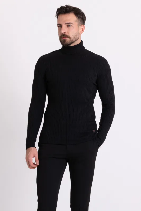 MCR MEN'S RIB TURTLENECK SWEATER- BLACK sold by Esco Clothiers