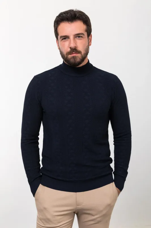 MCR MEN'S MOCK NECK SWEATER- DARK BLUE sold by Esco Clothiers