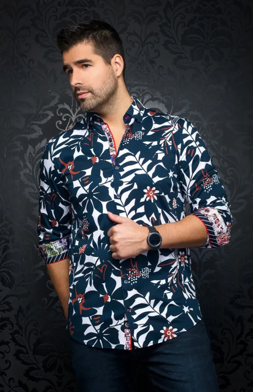 AU NOIR SHIRT - VERSO, Navy Tobacco sold by Esco Clothiers