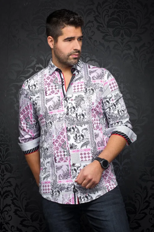 AU NOIR SHIRT- BORNEO PINK sold by Esco Clothiers