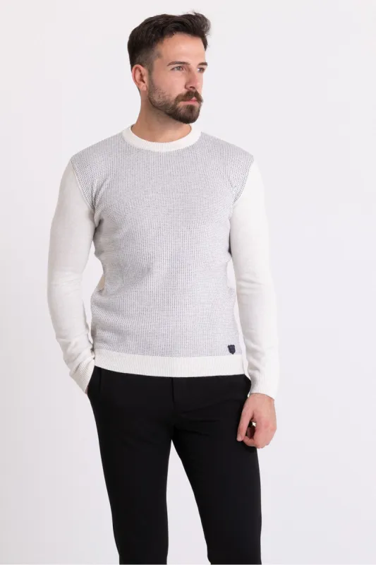 MCR MEN'S CREW NECK SWEATER- ECRU sold by Esco Clothiers
