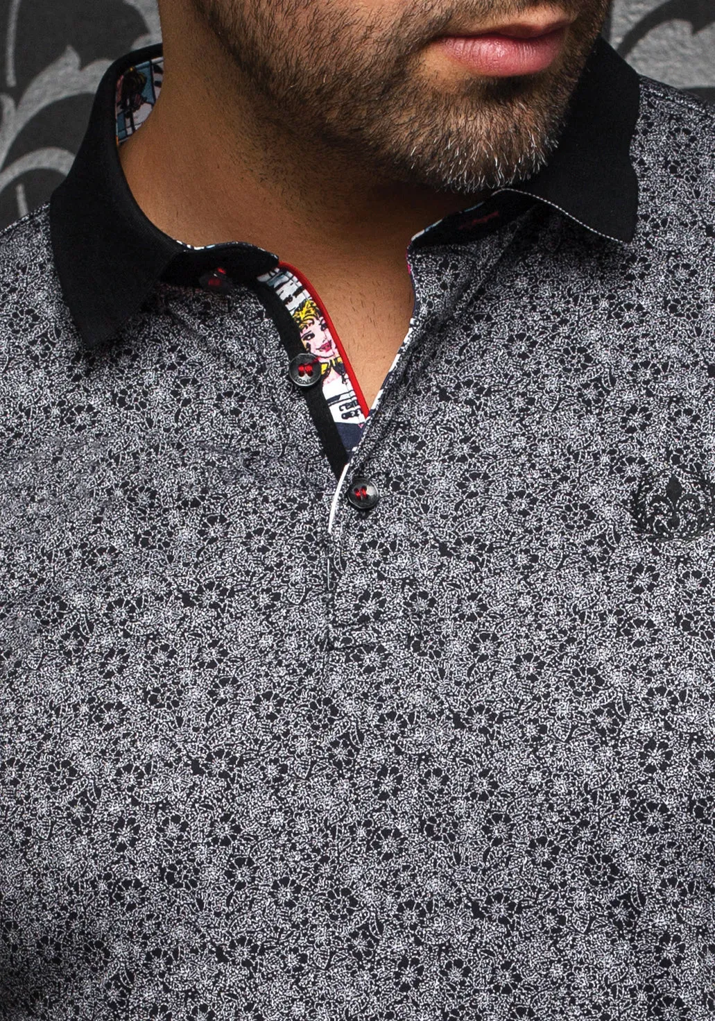 AU NOIR POLO SHIRT- SEGUIN BLACK/WHITE sold by Esco Clothiers product image thumbnail 2