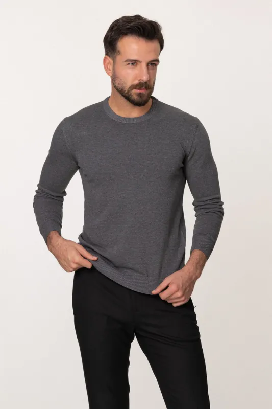 MCR MEN'S CREW NECK SWEATER- ANTHRACITE sold by Esco Clothiers